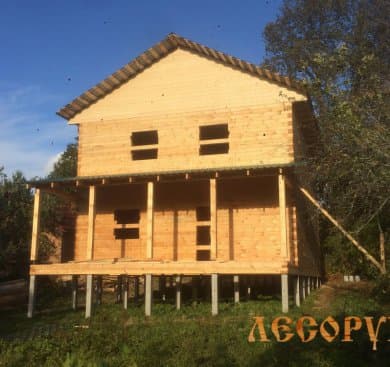 Строительство дома из бруса в Дмитровском р-не МО, август 2019 года