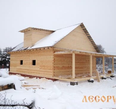 Строительство дома из бруса в Заокском р-не Tульской обл., осень-зима 2019 г