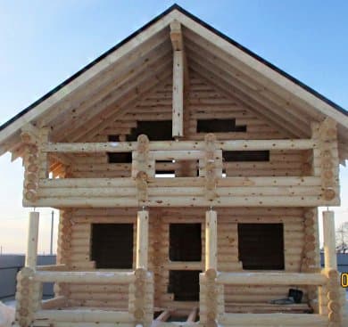 Строительство дома из бревна, д. Бутиково, февраль 2021 г 